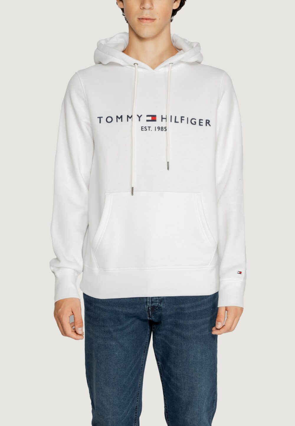 Felpa con cappuccio Tommy Hilfiger tommy logo hoody Bianco - Foto 1