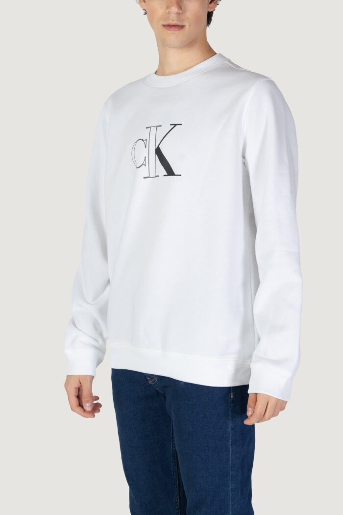 Felpa senza cappuccio Calvin Klein Jeans outline monologo Bianco