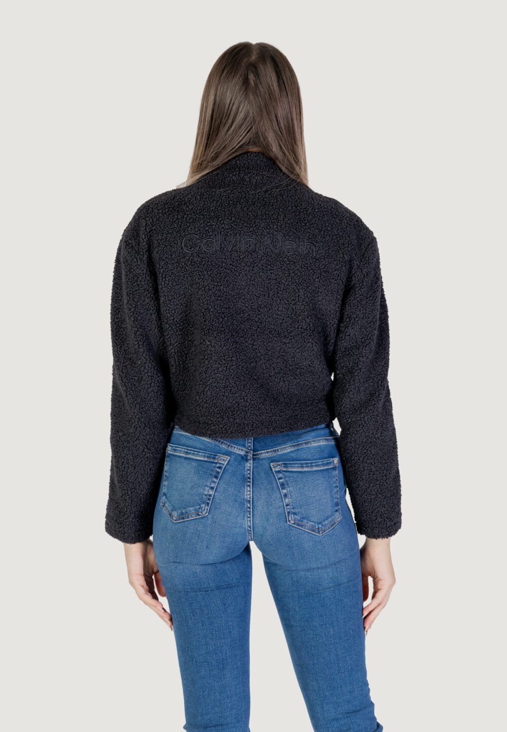 Felpa senza cappuccio Calvin Klein Sport pw - sherpa 1/2 zip Nero - Foto 4