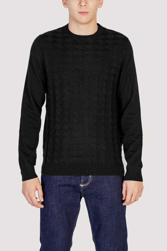 Maglia Antony Morato cotton wool blend yarn with jacquard 3d Nero