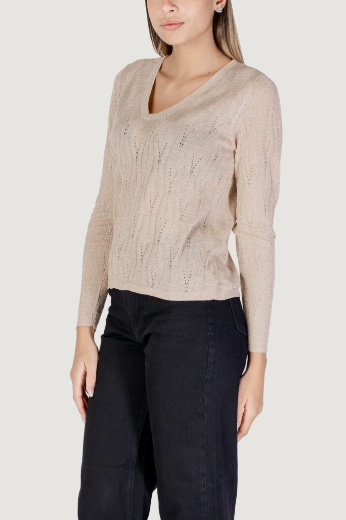 Maglia Only onlmella ls glitter v-neck cc knt Beige