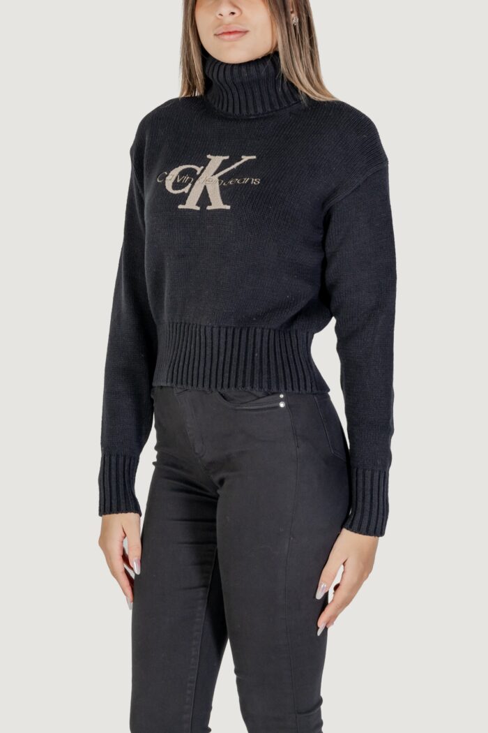 Maglione Calvin Klein Jeans chenille monologo Nero