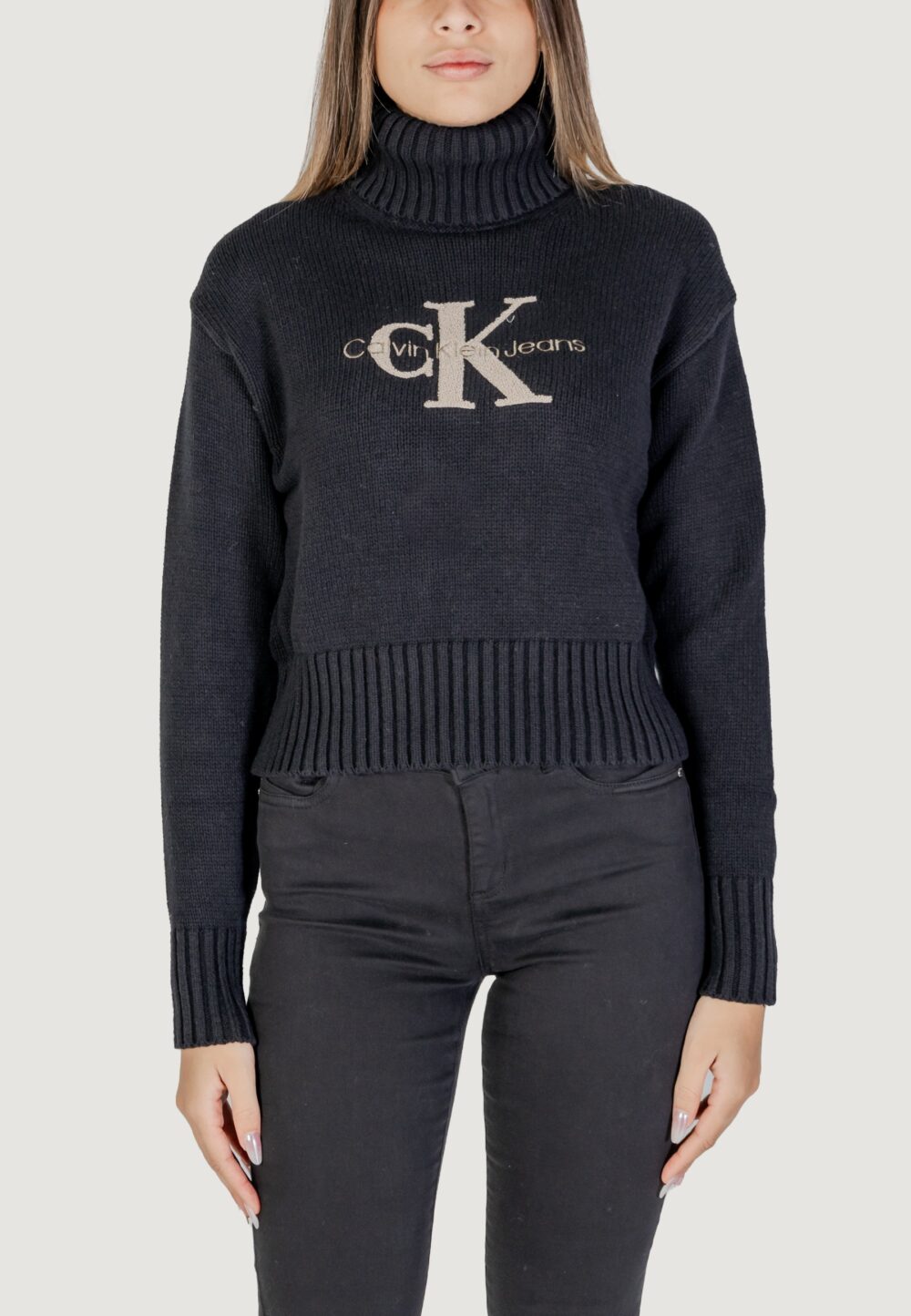 Maglione Calvin Klein Jeans chenille monologo Nero - Foto 3