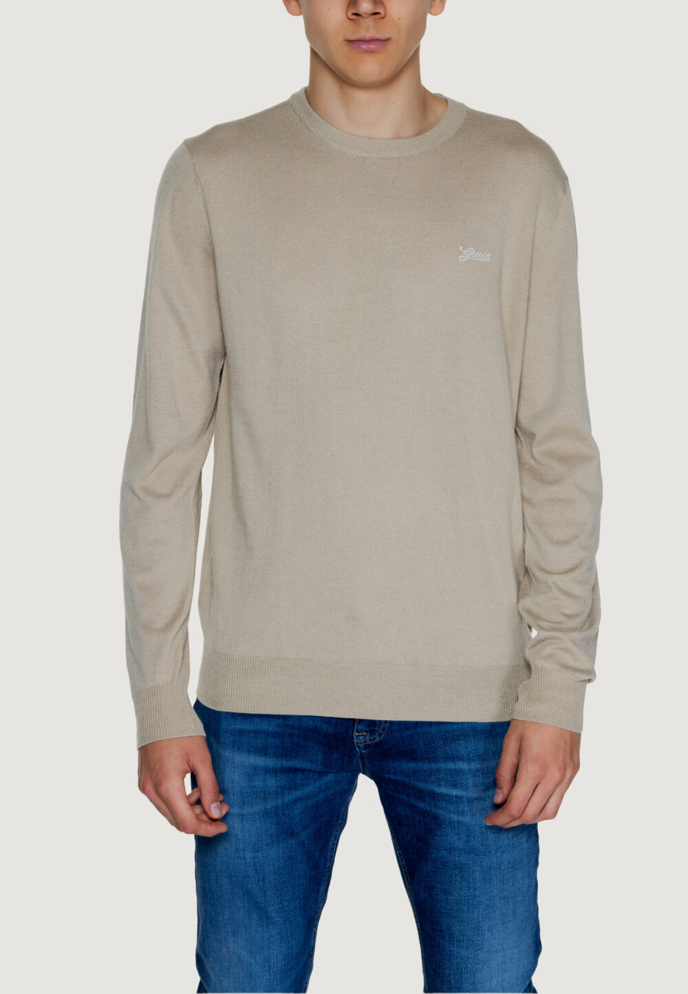 Maglione Guess daniel cn ls basic Beige chiaro - Foto 1