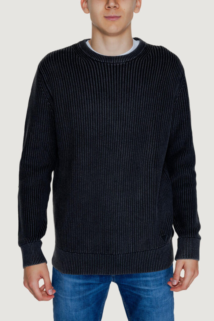 Maglione Guess delmar cn ls washed ribbed Nero