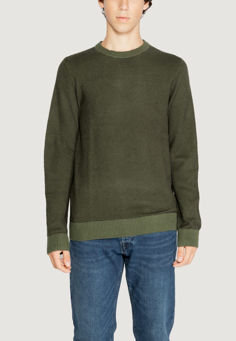 Maglione Jack Jones jjeglobe knit crew neck noos Verde Scuro - Foto 5