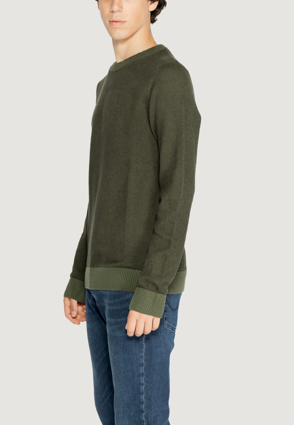 Maglione Jack Jones jjeglobe knit crew neck noos Verde Scuro - Foto 2