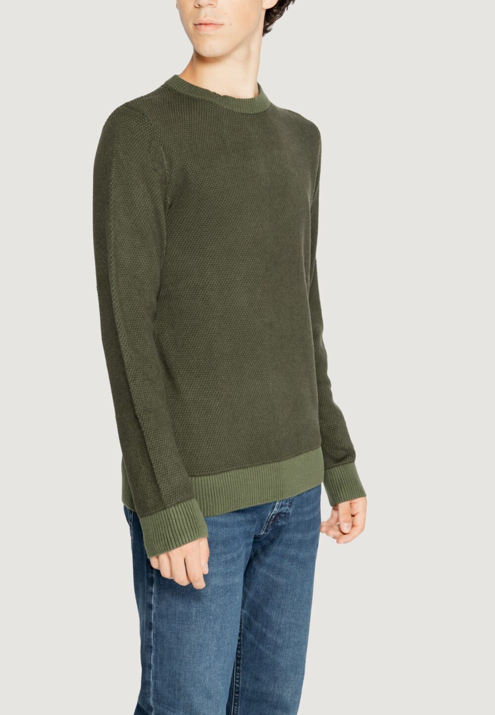 Maglione Jack Jones jjeglobe knit crew neck noos Verde Scuro - Foto 4