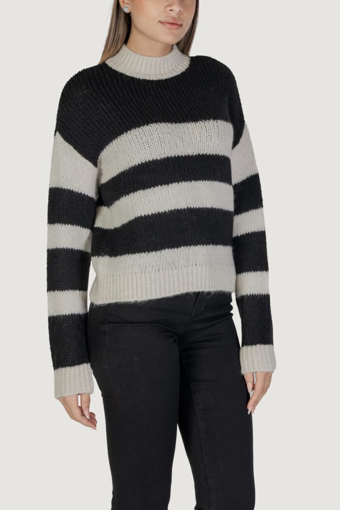 Maglione Jacqueline de Yong jdydinea sia l/s hn stripe pullover knt Nero