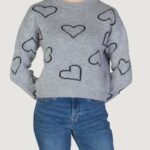 Maglione Only onlhappie ls heart Grigio - Foto 1