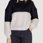 Maglione Only onlrose life ls o-neck block knt Nero - Foto 1