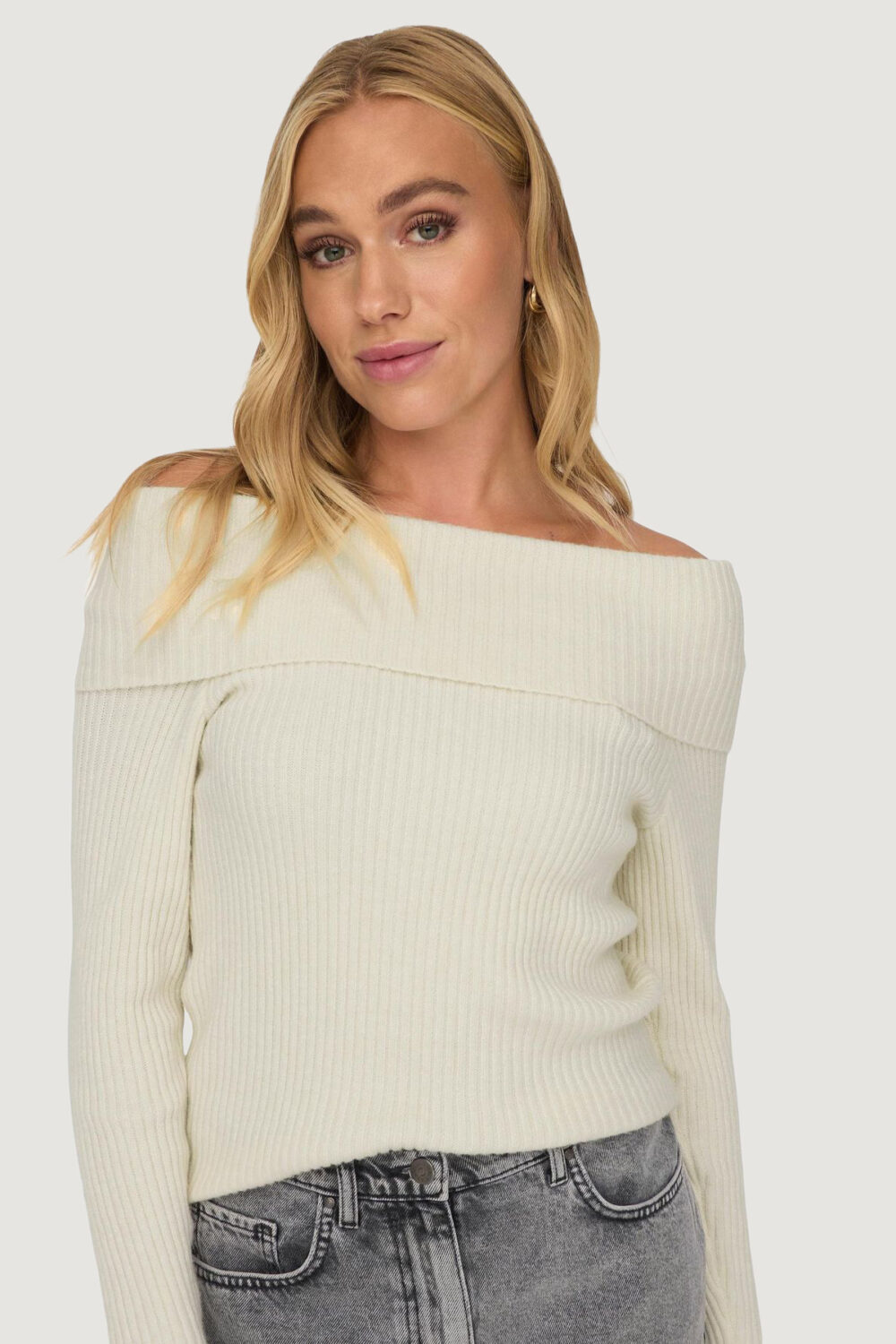 Maglione Only onlkatia ls off shoulder knt Panna - Foto 2