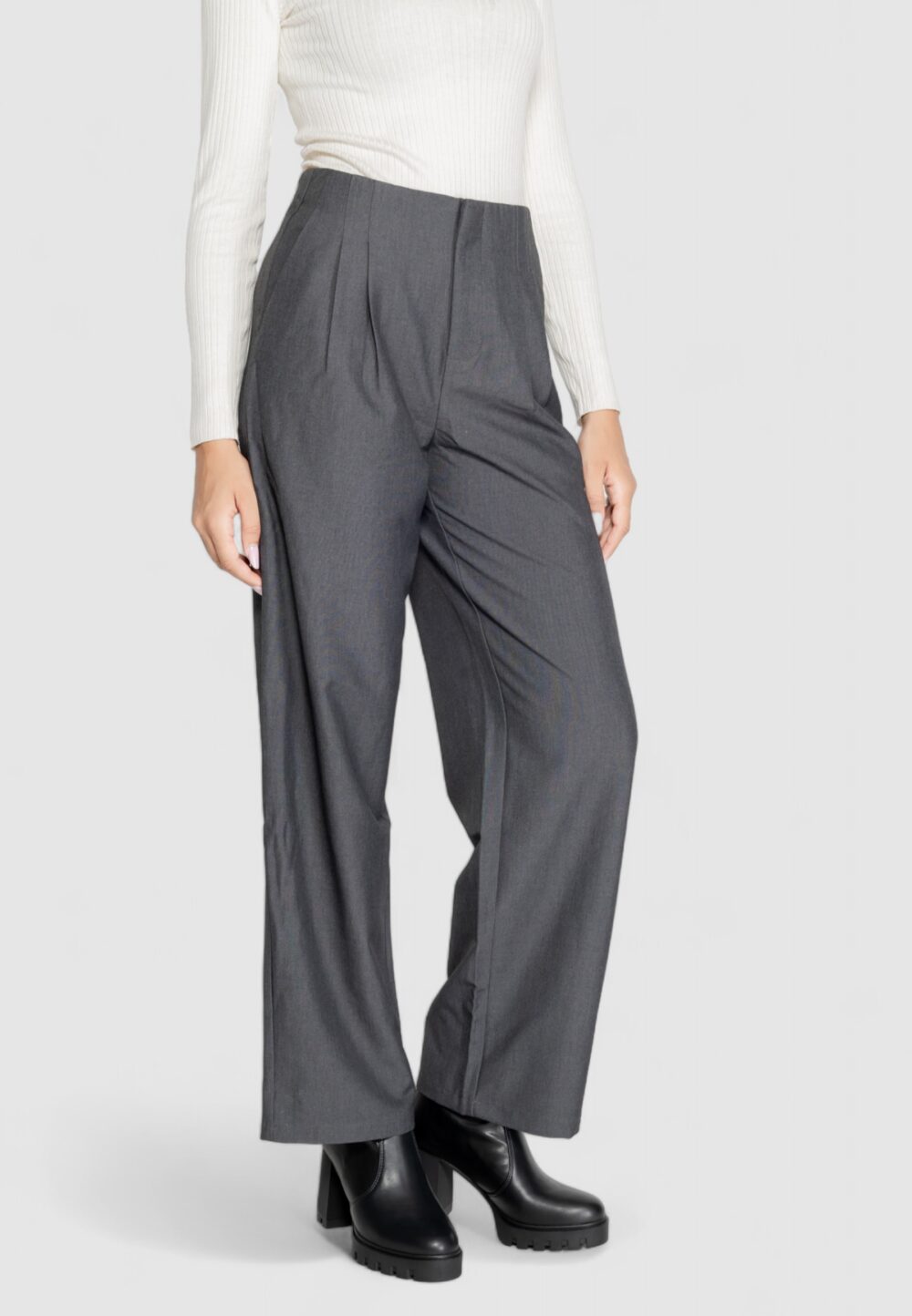 Pantaloni a palazzo Only onlmarion hw pleat wid mel pant tlr Grigio - Foto 6