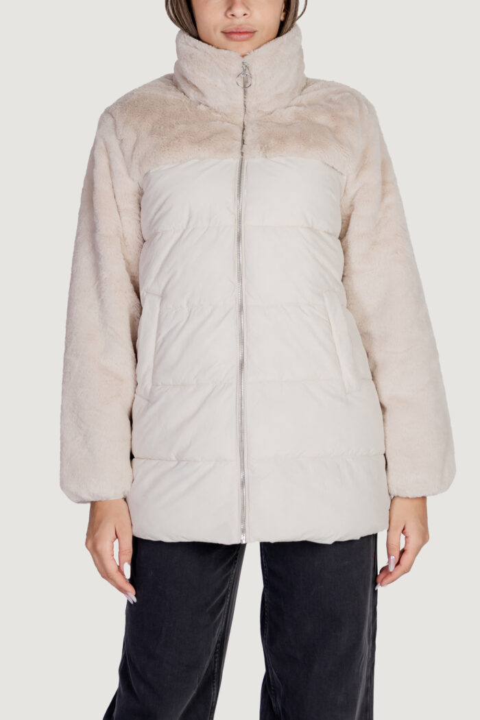 Piumino Only onlwanja fur puffer mix coat cc otw Beige chiaro