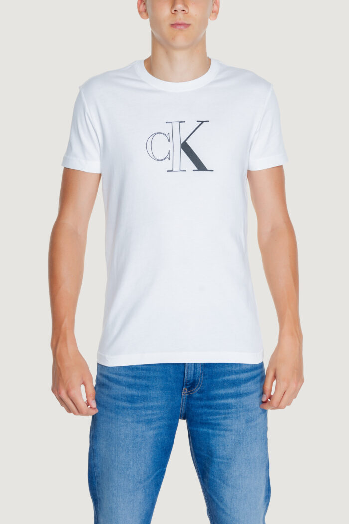 T-shirt Calvin Klein Jeans outline monologo tee Bianco