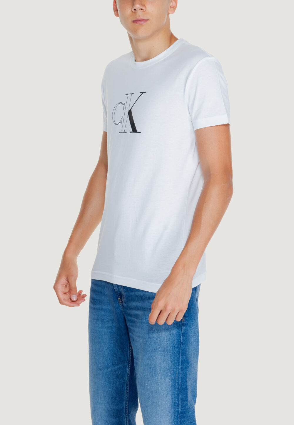 T-shirt Calvin Klein Jeans outline monologo tee Bianco - Foto 3