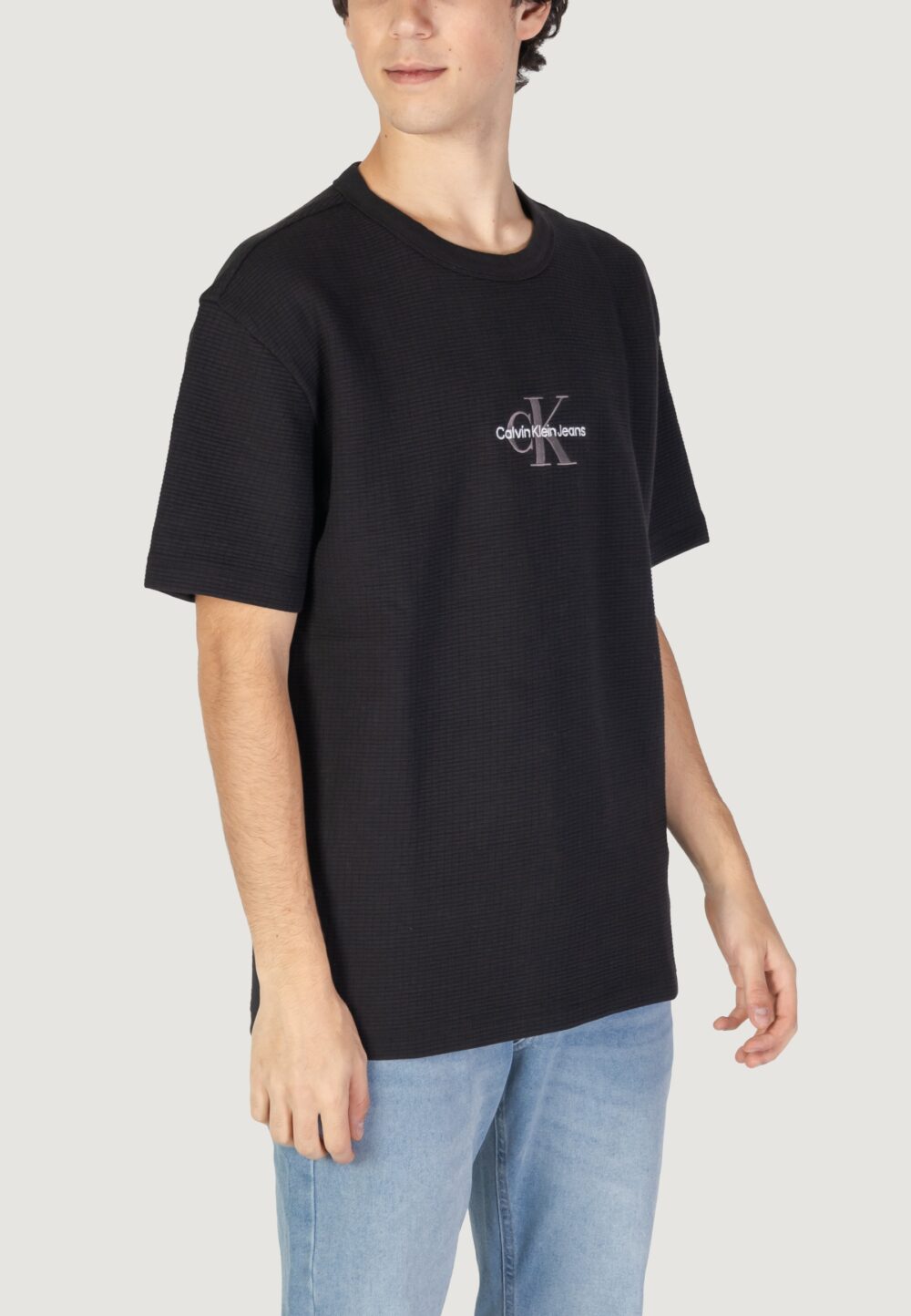 T-shirt Calvin Klein Jeans city grid ss tee Nero - Foto 4