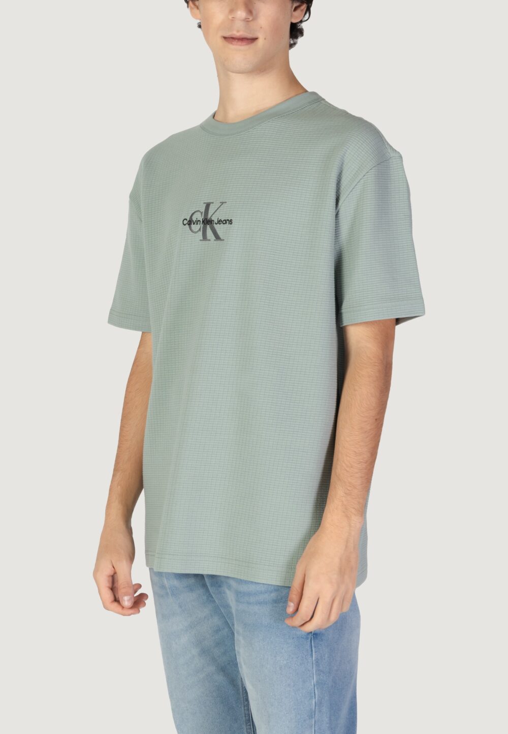 T-shirt Calvin Klein Jeans city grid ss tee VERDE SALVIA - Foto 2