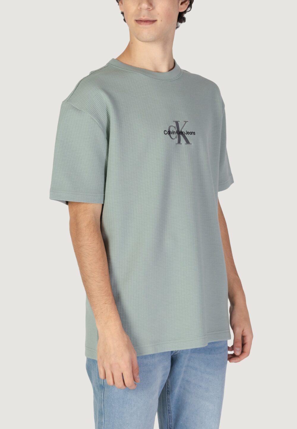 T-shirt Calvin Klein Jeans city grid ss tee VERDE SALVIA - Foto 4