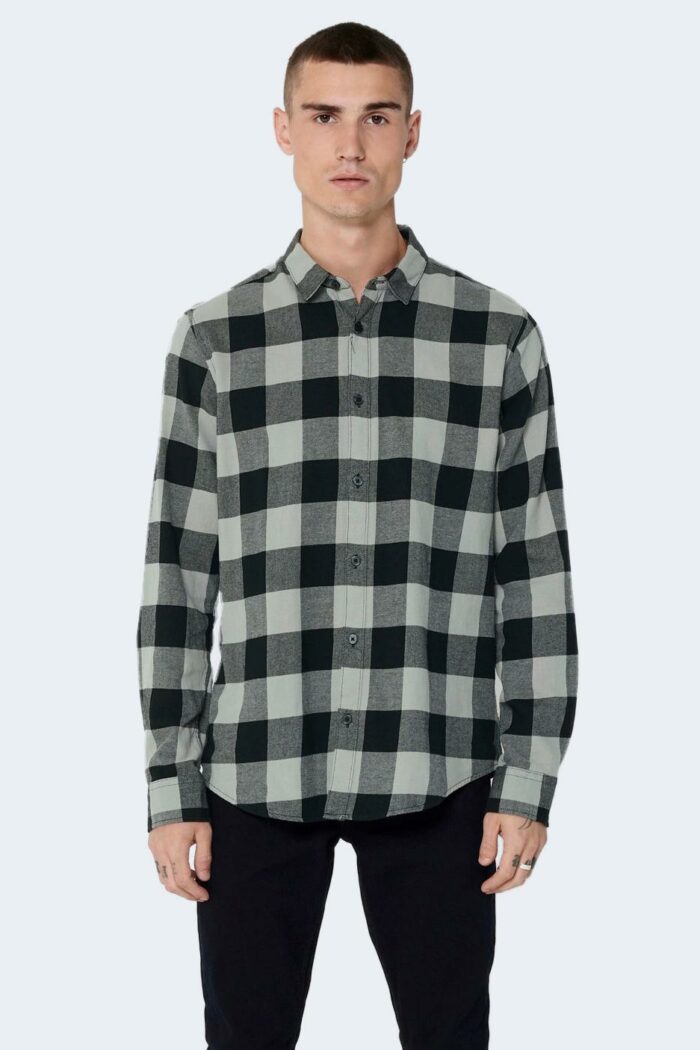 Camicia manica lunga Only & Sons gudmund ls checked shirt noos Grigio