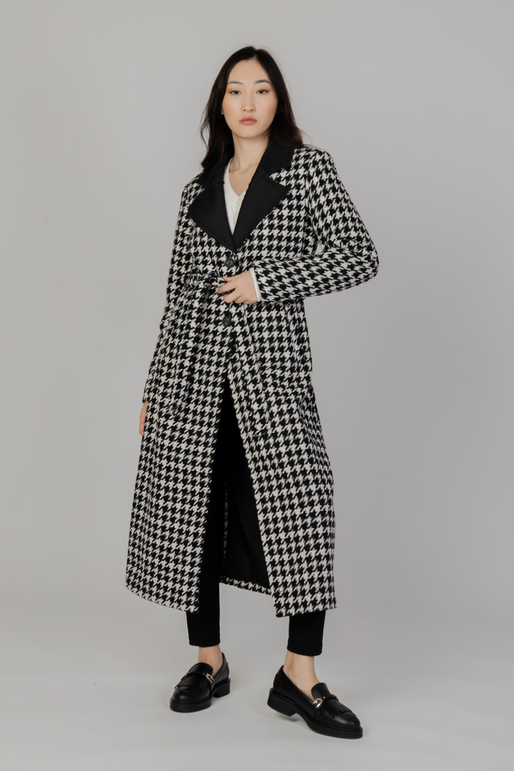 Cappotto Only onlnewrita houndtooth coat otw Nero - Foto 5