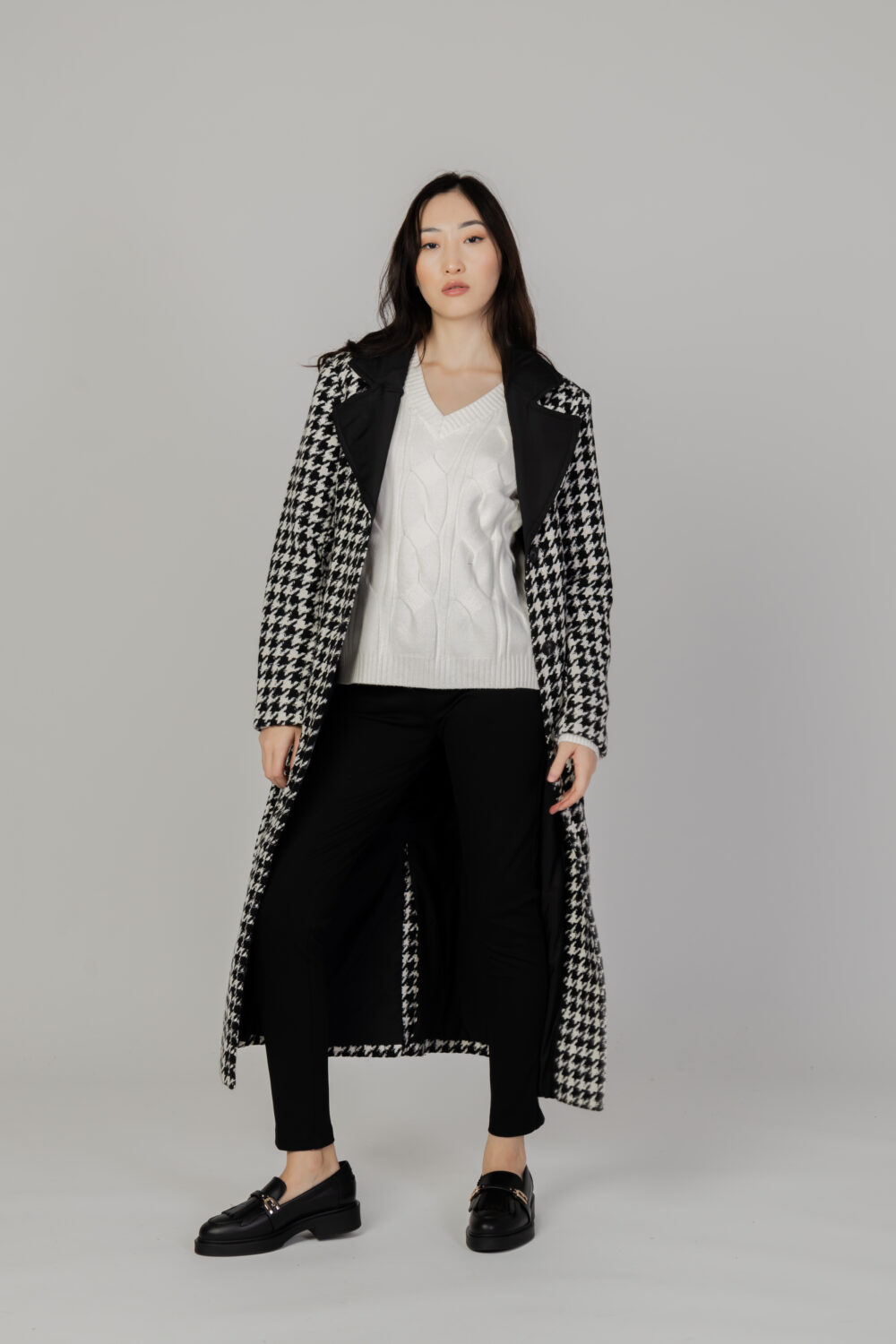 Cappotto Only onlnewrita houndtooth coat otw Nero - Foto 7