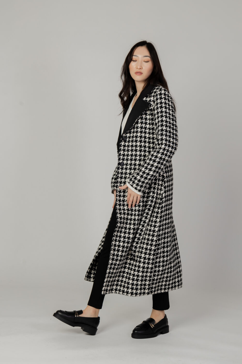 Cappotto Only onlnewrita houndtooth coat otw Nero - Foto 10