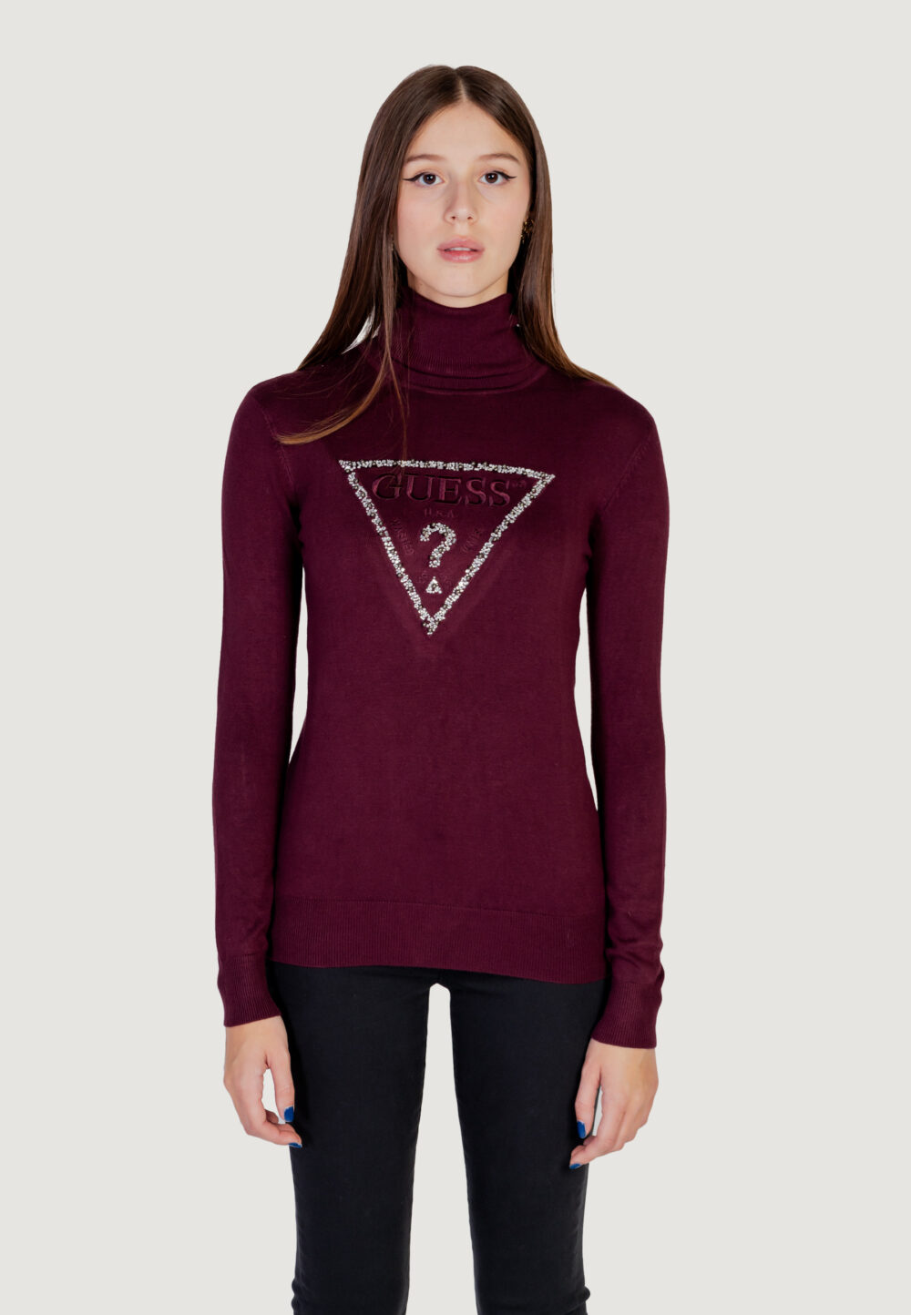 Dolcevita Guess piper triangle logo tn ls Bordeaux - Foto 6