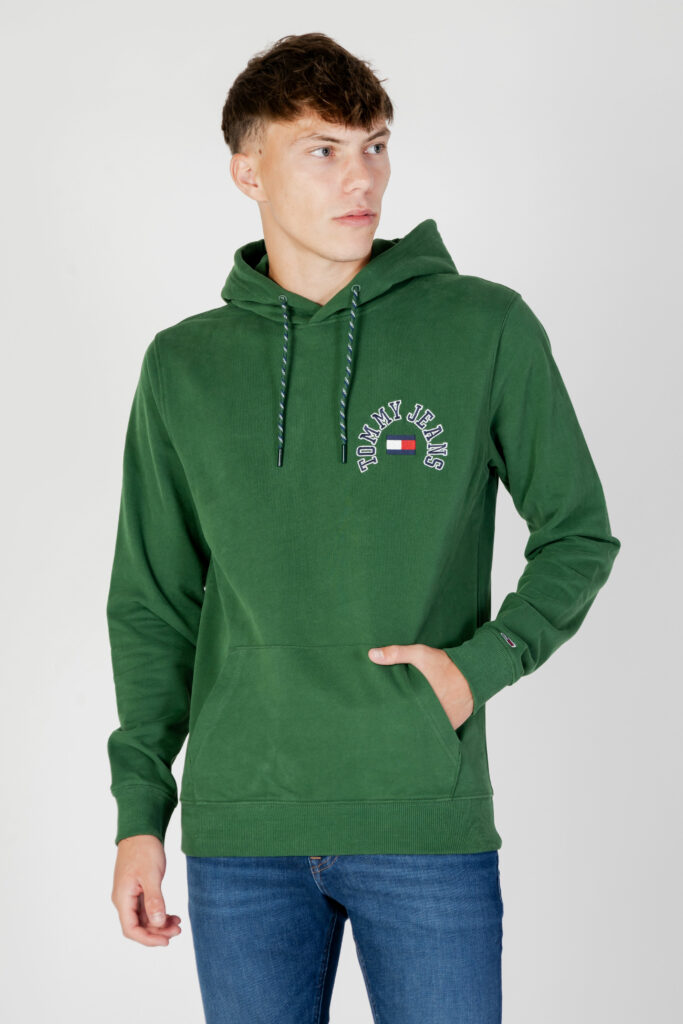 Felpa con cappuccio Tommy Hilfiger Jeans tjm reg arched logo Verde