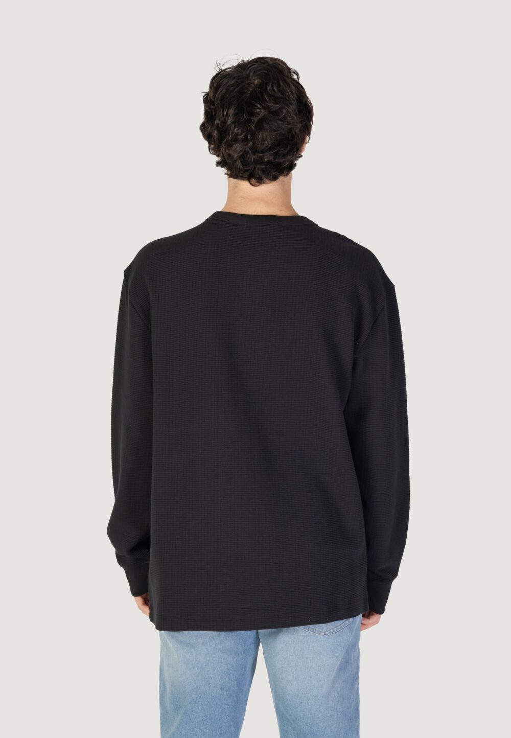 Felpa senza cappuccio Calvin Klein Jeans city grid ls tee Nero - Foto 3