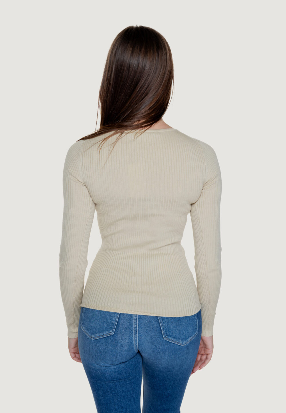 Maglia Calvin Klein Jeans woven label tight Beige - Foto 3