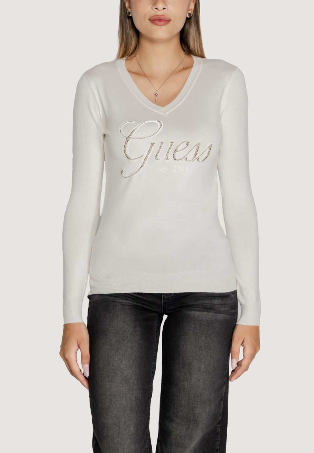 Maglia Guess megan logo vn ls Bianco - Foto 1