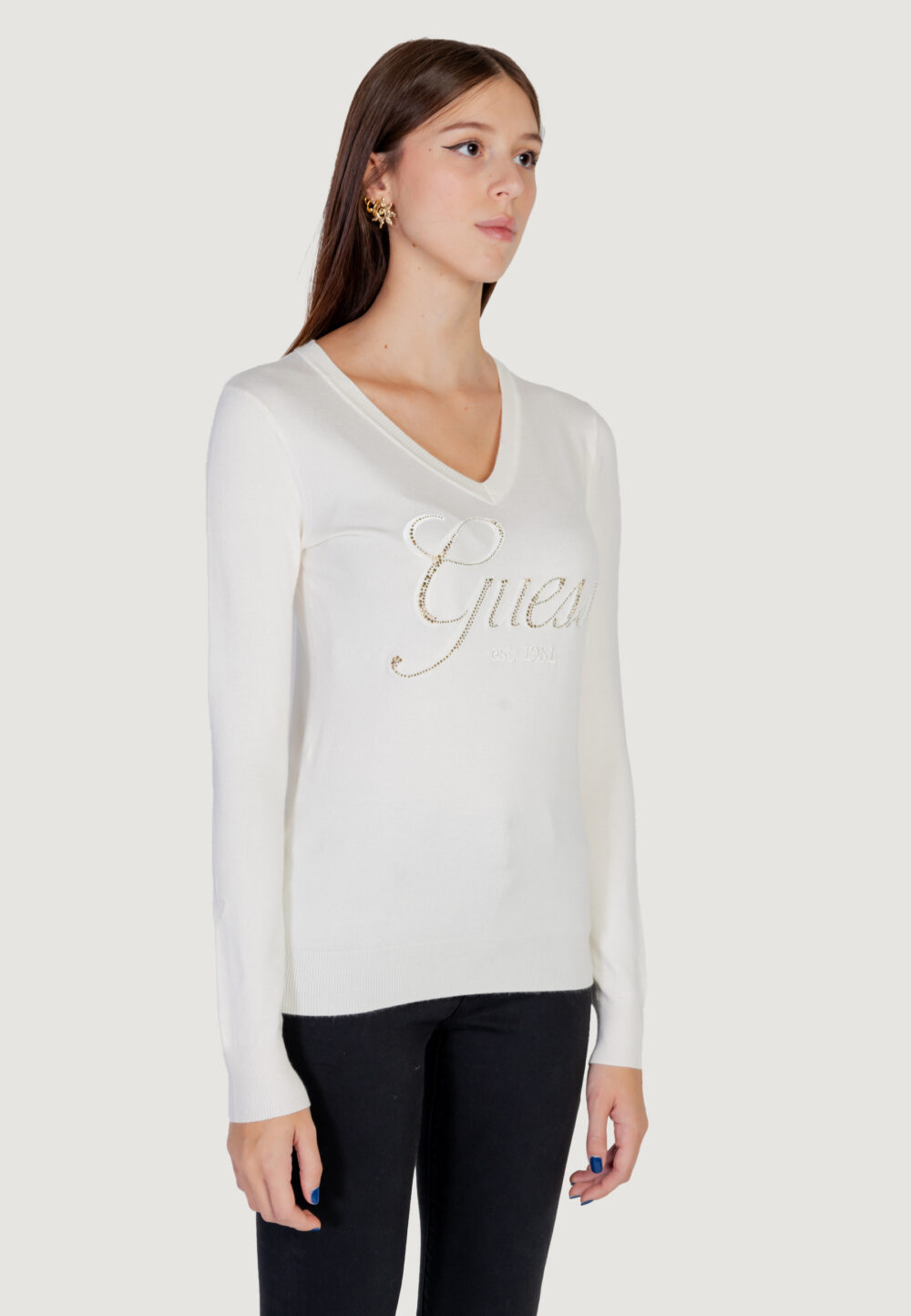 Maglia Guess megan logo vn ls Bianco - Foto 11