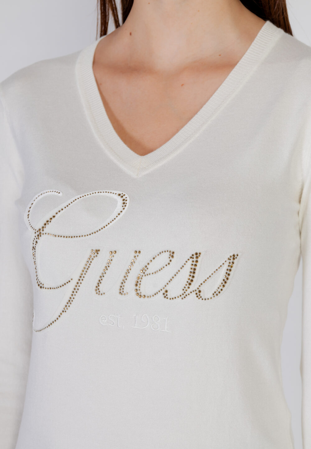 Maglia Guess megan logo vn ls Bianco - Foto 5