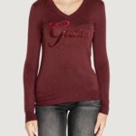 Maglia Guess megan logo vn ls Bordeaux - Foto 1