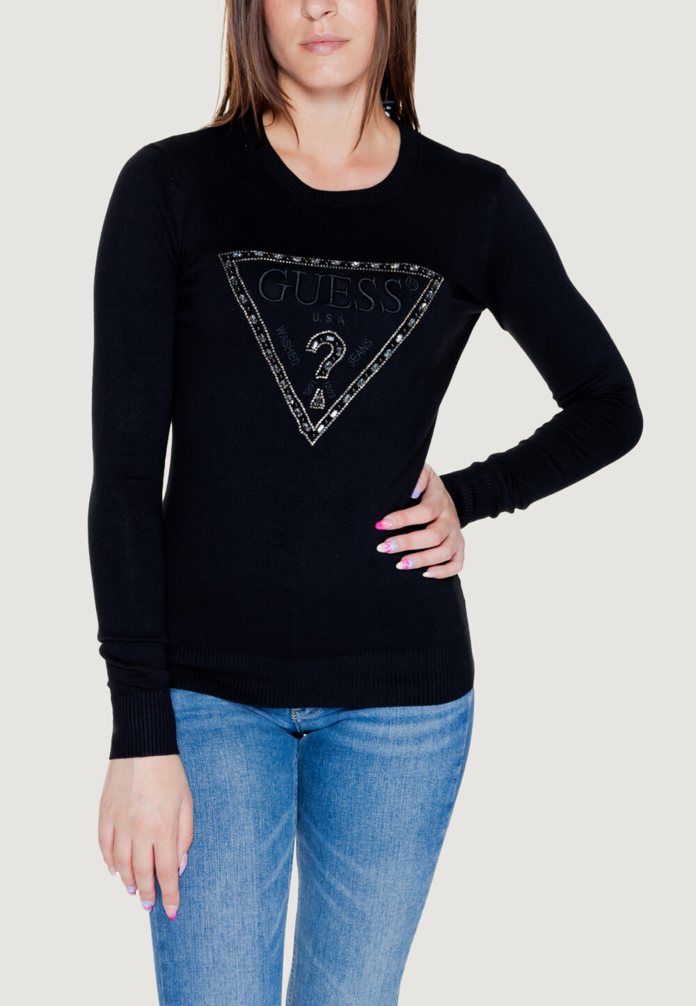 Maglia Guess rylie triangle logo Nero - Foto 1