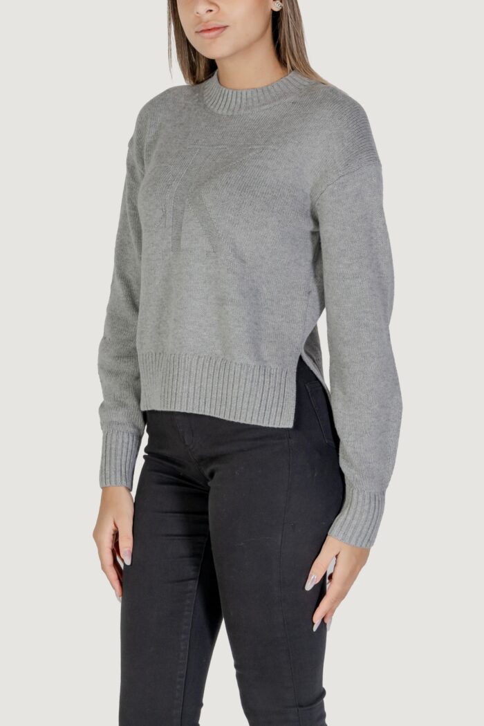 Maglione Calvin Klein Jeans ck intarsia loose Grigio