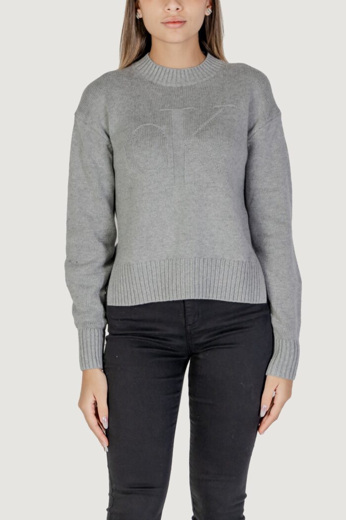 Maglione Calvin Klein Jeans ck intarsia loose Grigio