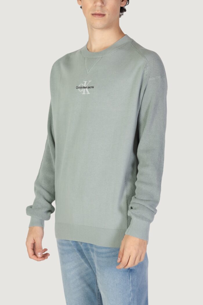 Maglione Calvin Klein Jeans monologo VERDE SALVIA