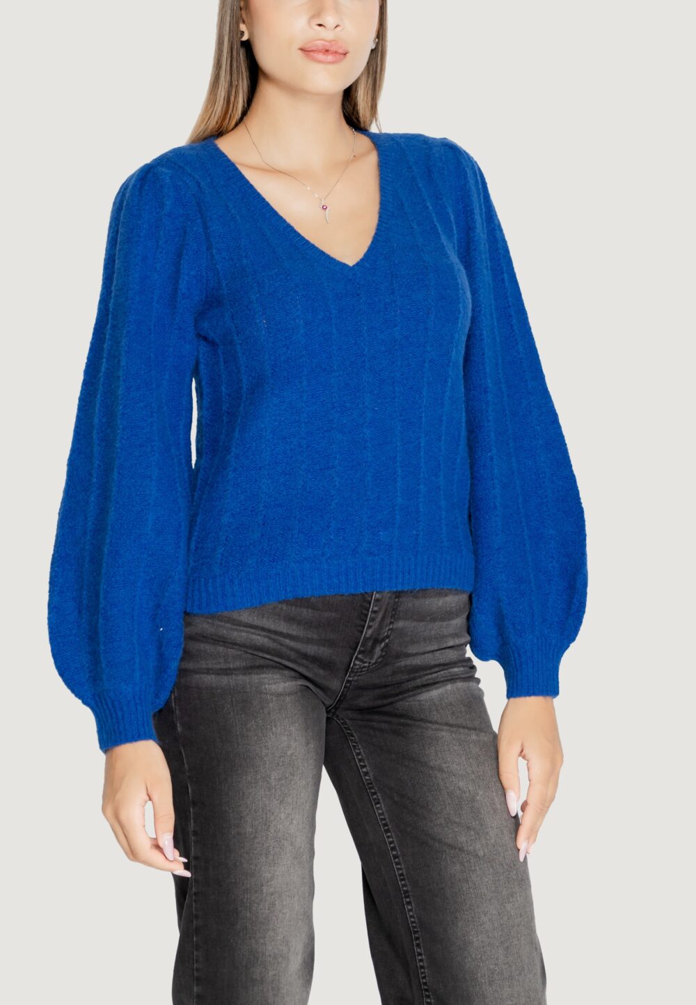 Maglione Guess ls vn madeline texture Azzurro - Foto 1