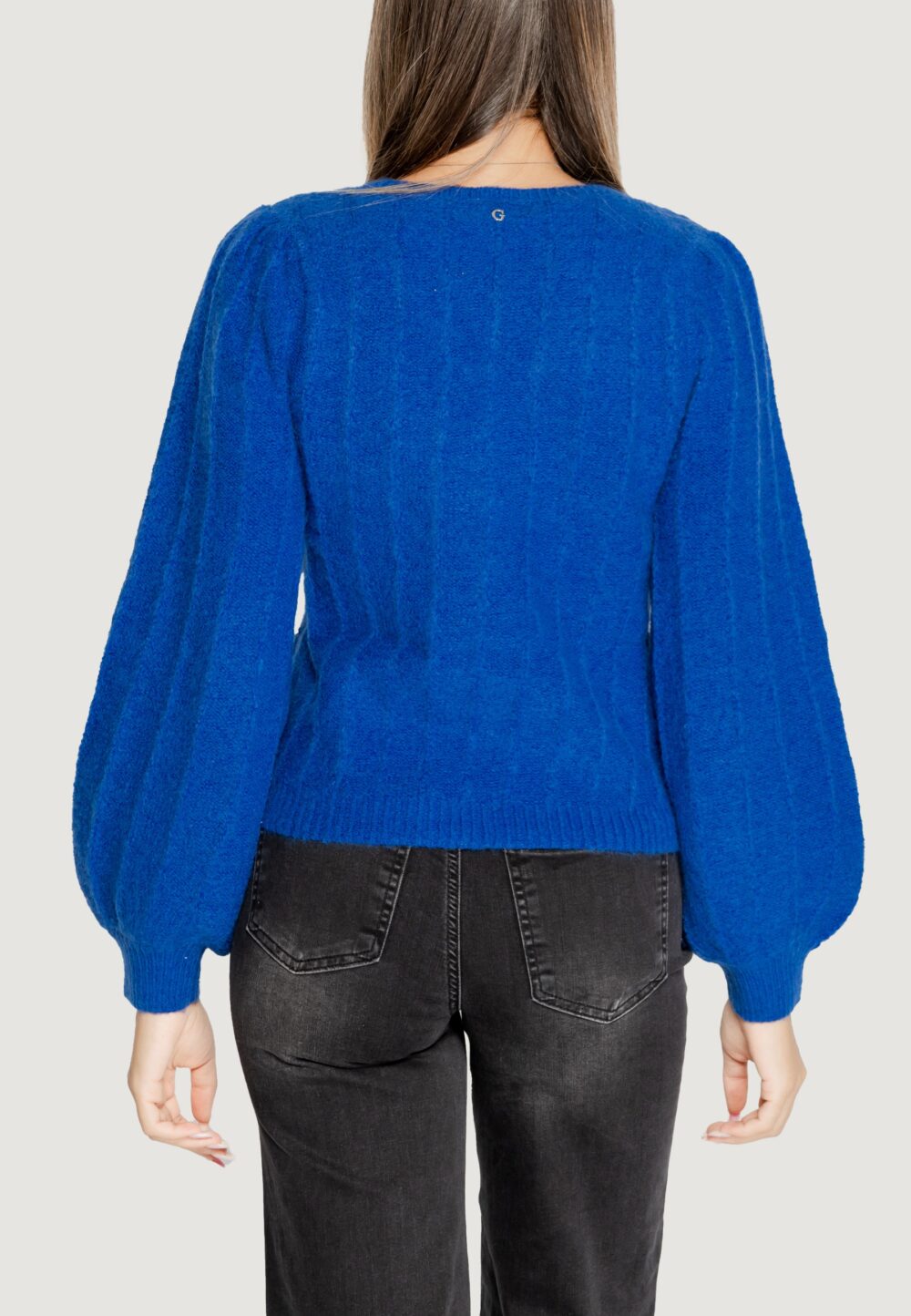 Maglione Guess ls vn madeline texture Azzurro - Foto 3