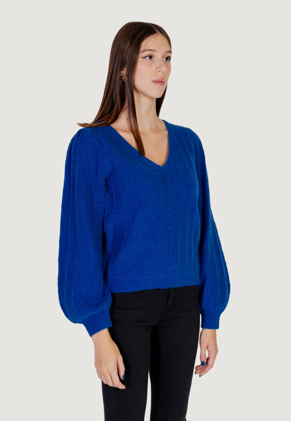 Maglione Guess ls vn madeline texture Azzurro - Foto 10