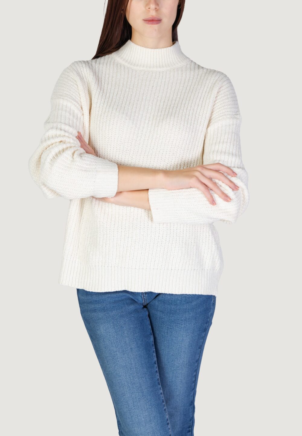 Maglione Jacqueline de Yong jdymelia l/s high neck knt Bianco - Foto 1