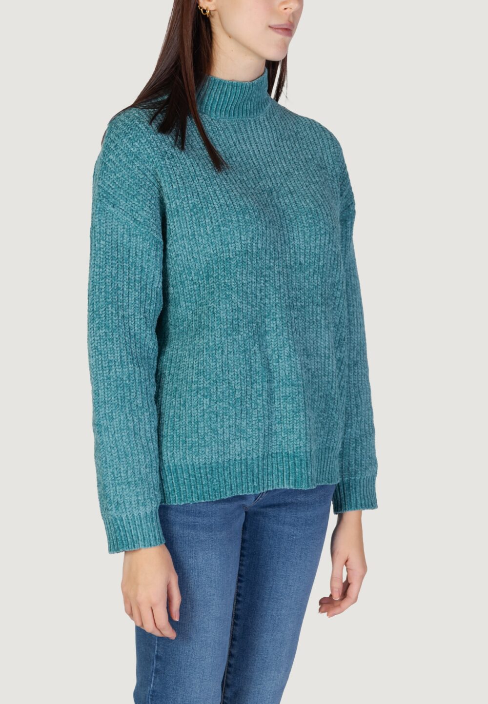 Maglione Jacqueline de Yong jdymelia l/s high neck knt Turchese - Foto 4