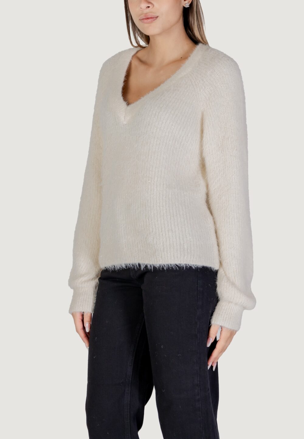 Maglione Vero Moda vmnera ls v-neck pullover boo Bianco - Foto 2