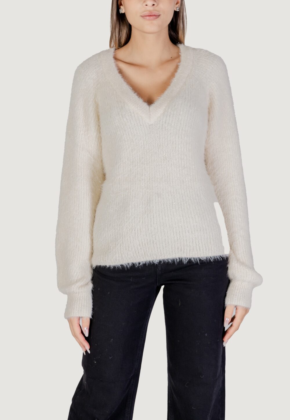 Maglione Vero Moda vmnera ls v-neck pullover boo Bianco - Foto 5