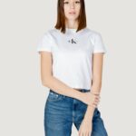 T-shirt Calvin Klein Jeans monologo baby Bianco - Nero - Foto 1