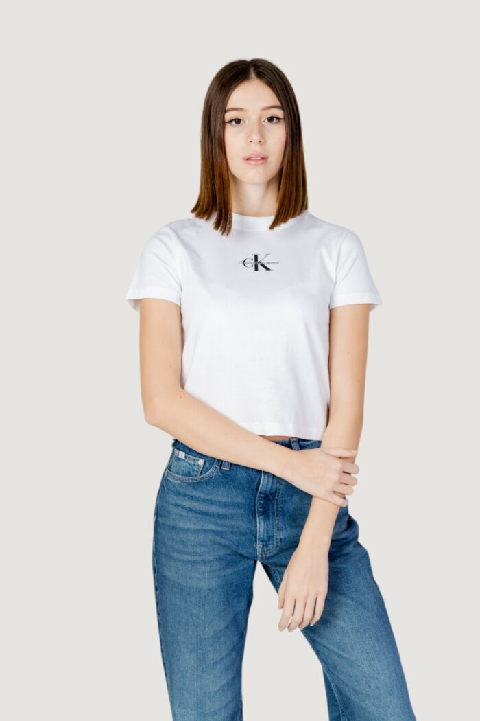 T-shirt Calvin Klein Jeans monologo baby Bianco – Nero