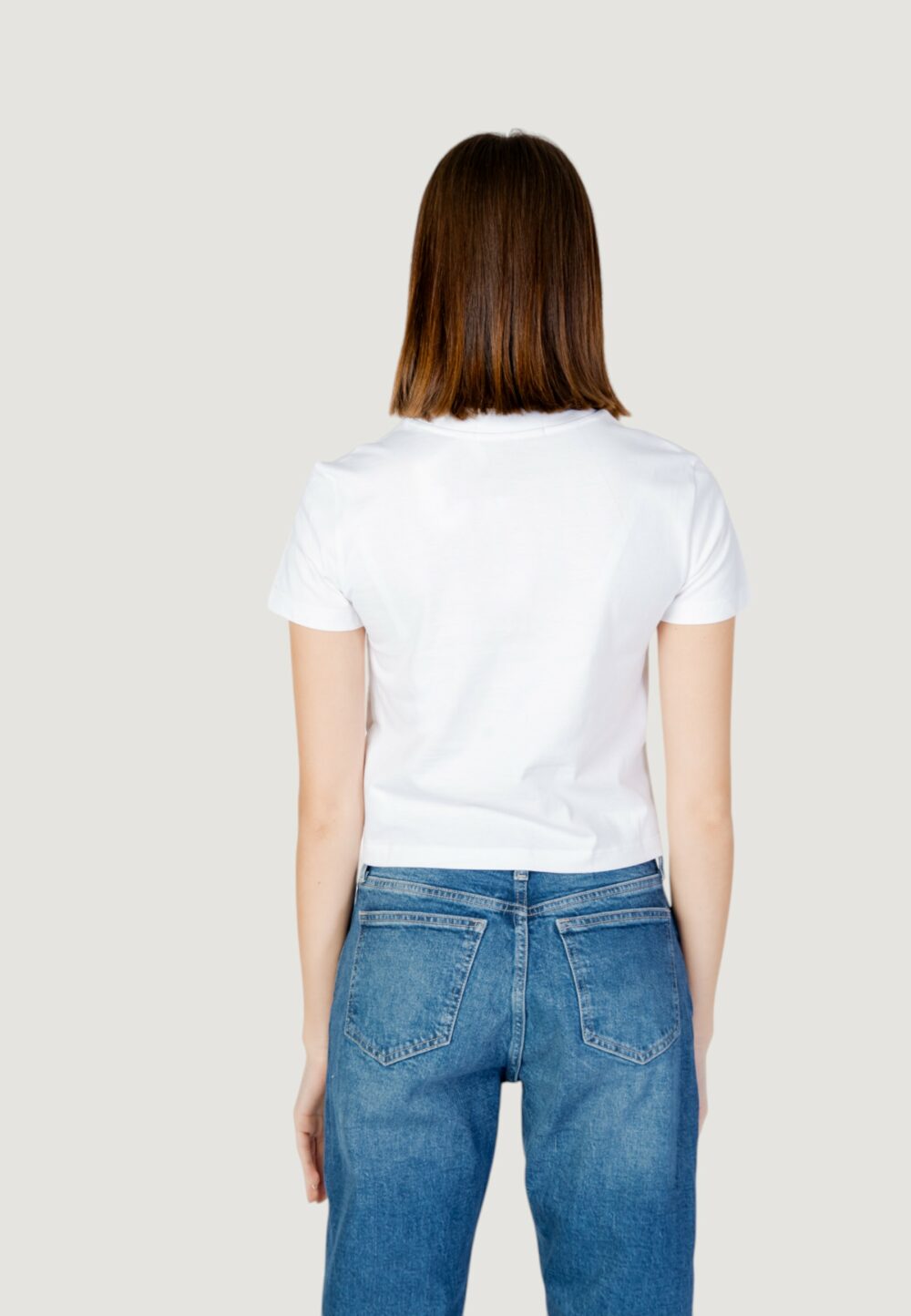 T-shirt Calvin Klein Jeans monologo baby Bianco - Nero - Foto 3