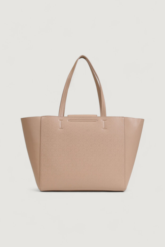 Borsa Calvin Klein ck push medium shopper Beige scuro